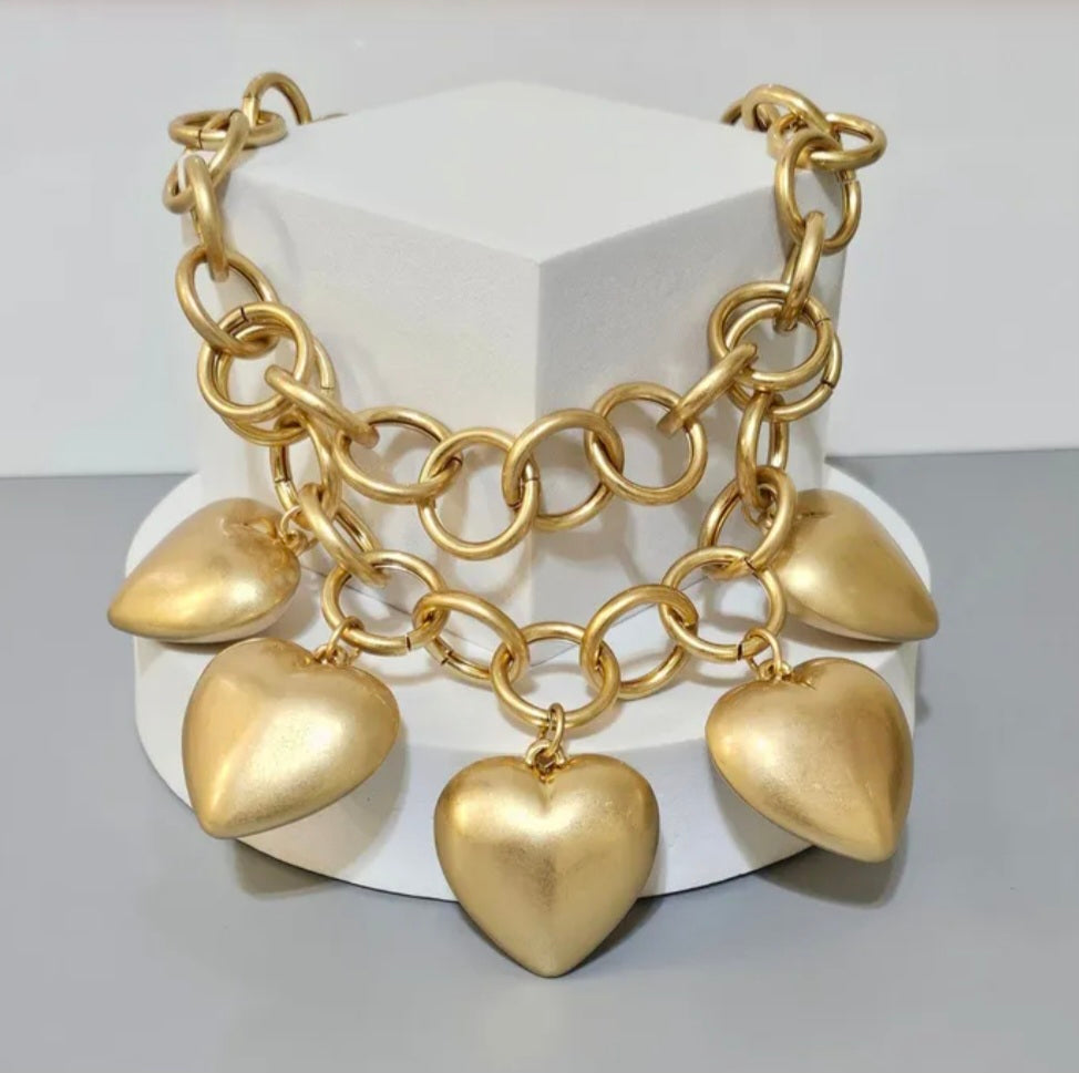Heart double chain Necklace