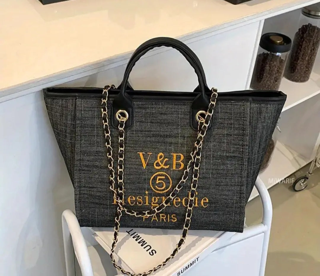 Black Denim Tote