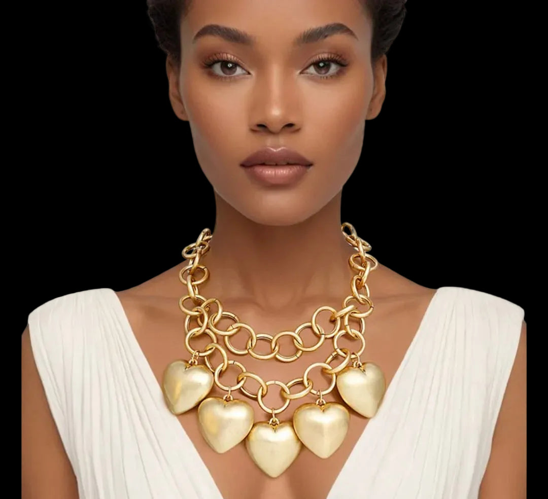 Heart double chain Necklace